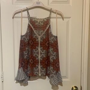 Jolt Red and White Patterned Camisole